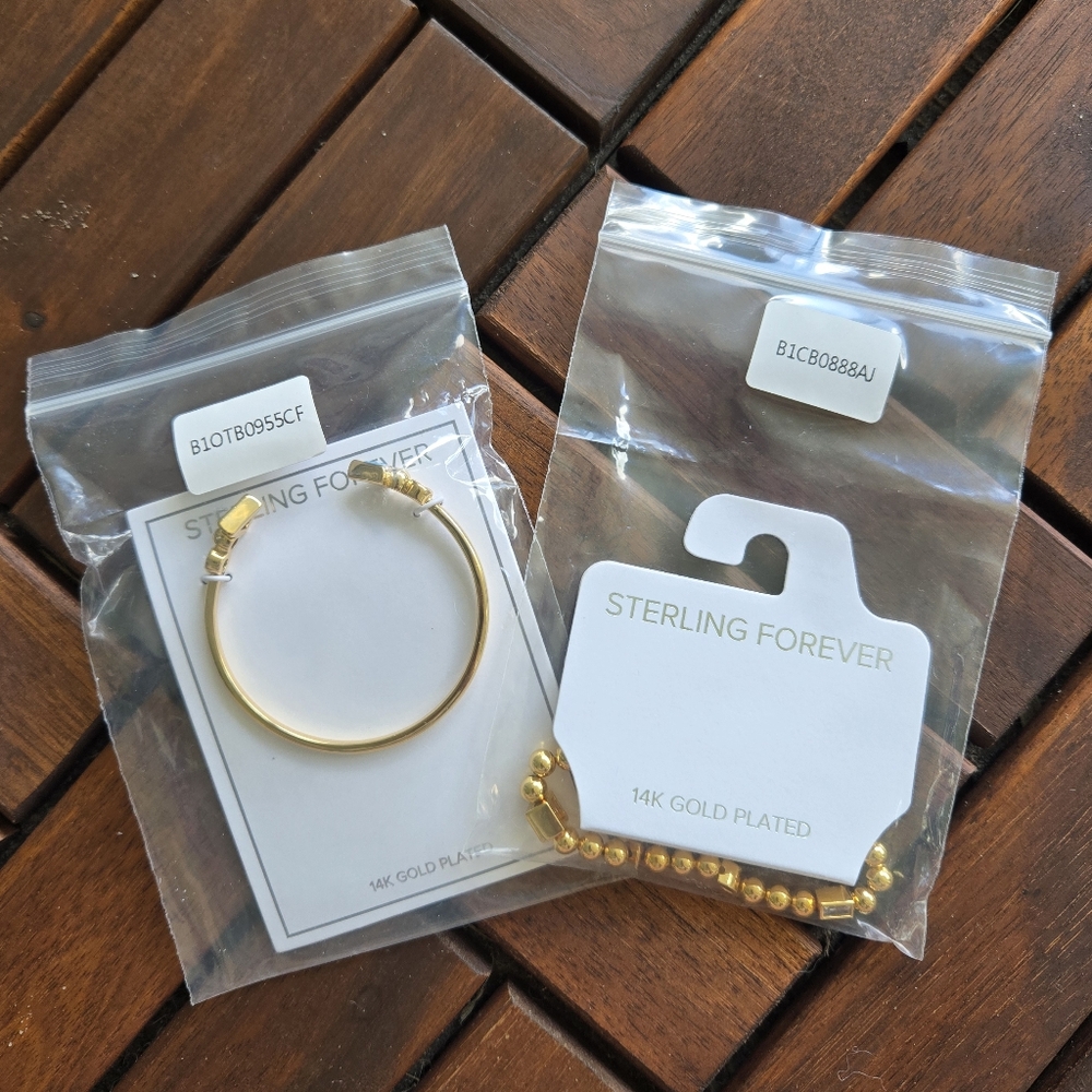 NWT Sterling Forever 14K Gold-Plated Fashion Bracelet Set (2 Bracel­ets)